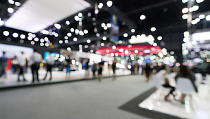 Exhibition hall representing upcoming conferences, trade shows and spectrum industry events.
