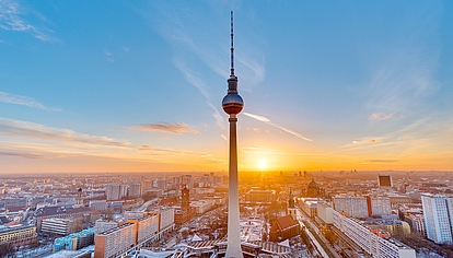 Broadcast Network and Spectrum Planning Berlin TV tower and city skyline representing broadcast network planning and spectrum use.